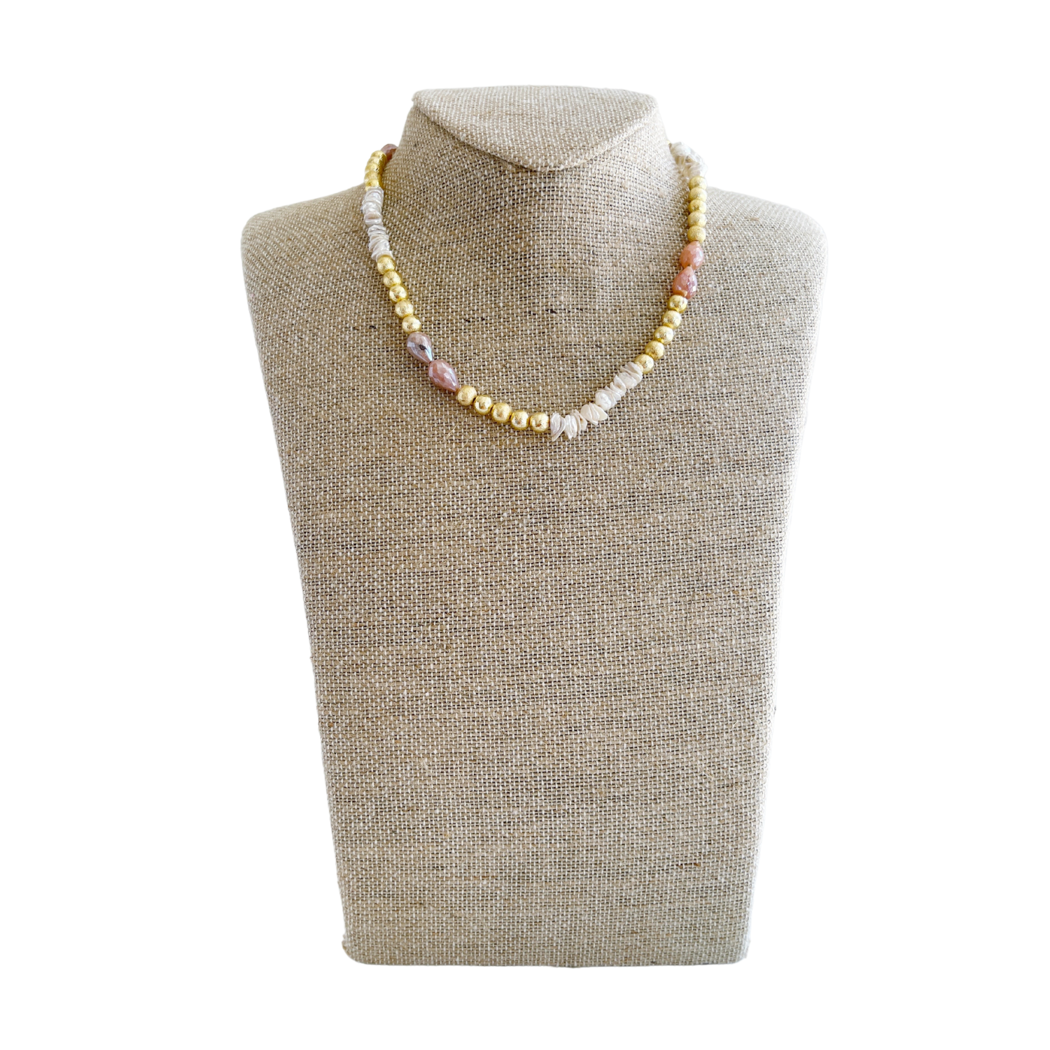 Jordan Necklace, Faceted Pink Drop
