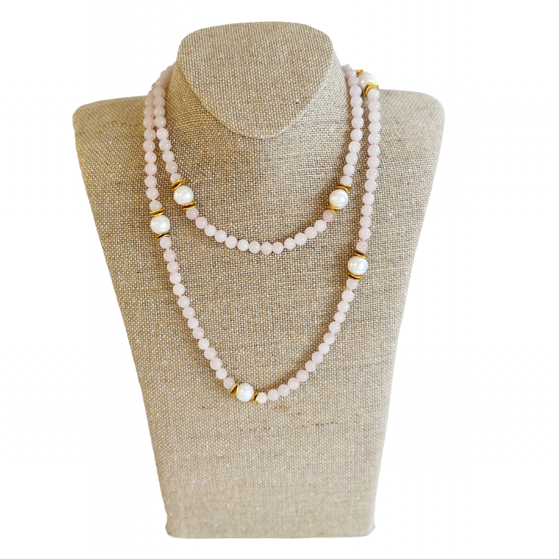 Cecilia Necklace, Rose Quartz