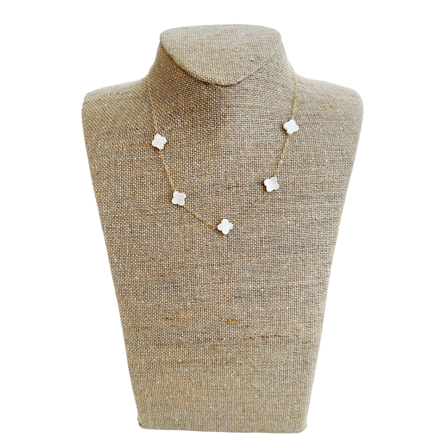 Miriam Necklace, White Quatrefoil