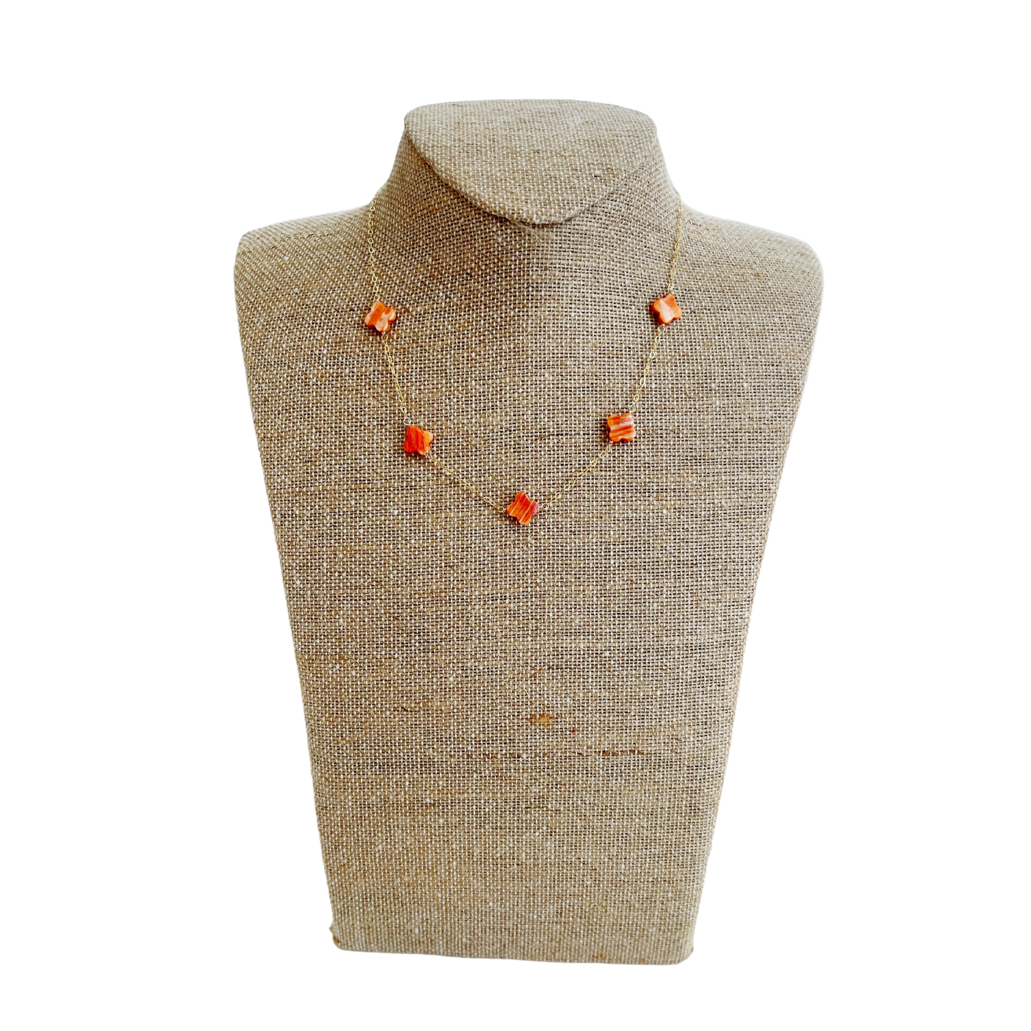 Miriam Necklace, Orange Quatrefoil