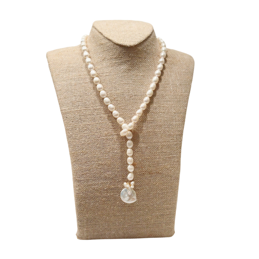 Isla Lariat Necklace, White