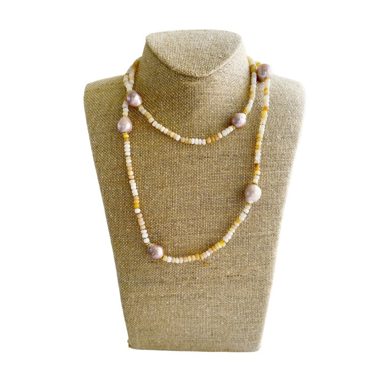 Cecilia Necklace, Peach Opal