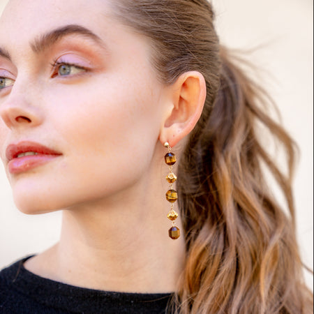 Alice Earring, Triple, Tiger Eye