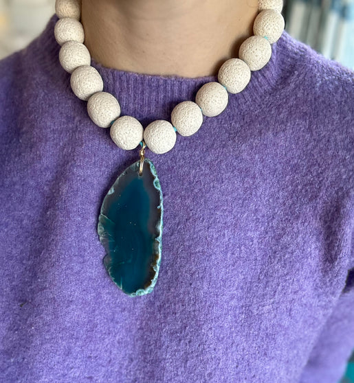 Lara Necklace, Blue Agate II