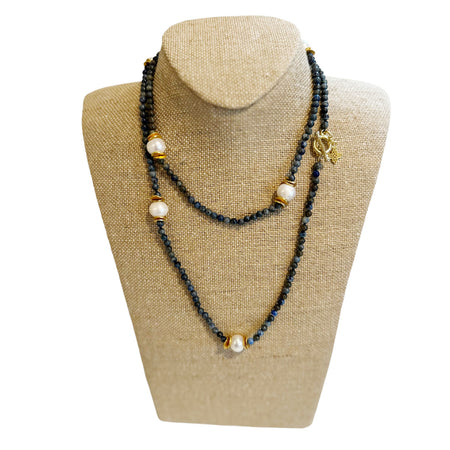 Cecilia Necklace, Lapis and Pearl