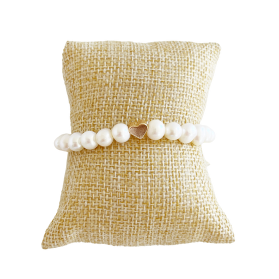 Single Heart Bracelet, Pearl
