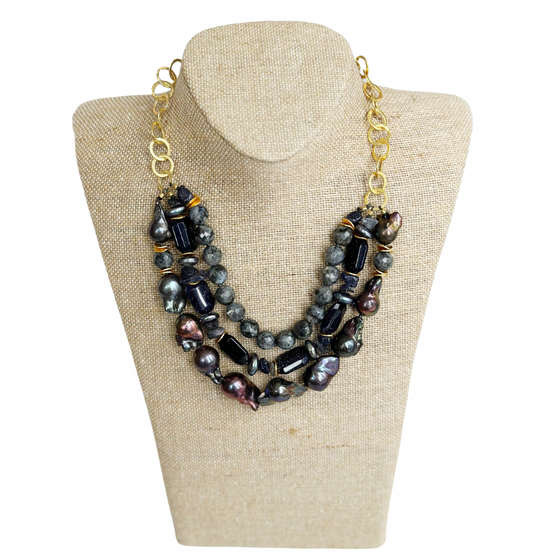 Estelle Necklace, Black Baroque