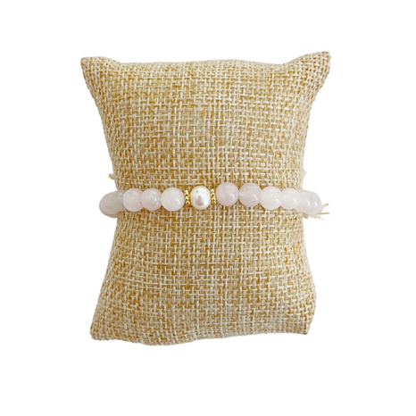 Daisy Bracelet, Rose Quartz and Pearl
