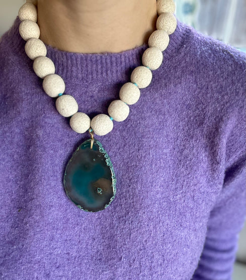 Lara Necklace, Blue Agate I