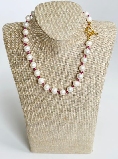 Lucille Necklace, Raspberry