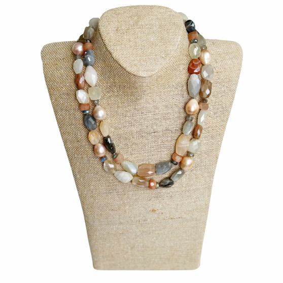 One of a kind Necklace, Peach Moonstone
