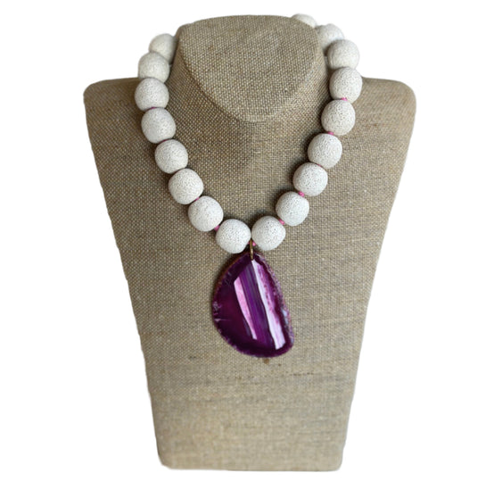 Lara Necklace, Pink Agate