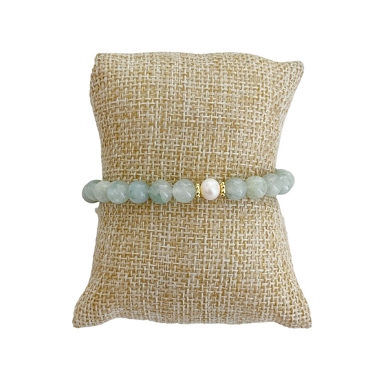 Daisy Bracelet, Green Aventurine and Pearl