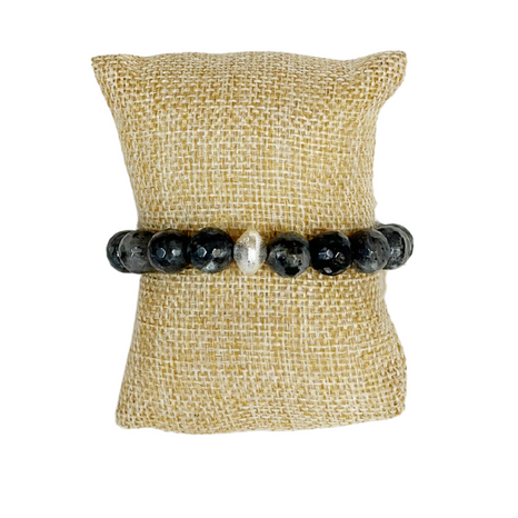 Brooke Bracelet, Silver and Black Labradorite