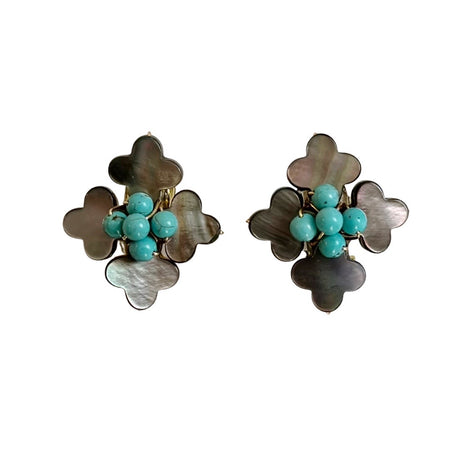 Gray Ruth Earring, Turquoise