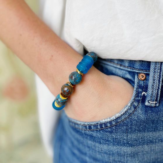 Wells Bracelet, Faceted Blue Calsilica