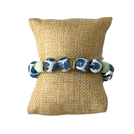 Limited Edition Bracelet, Faceted Marble Blue Agate