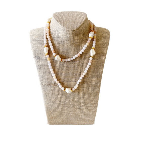 Cecilia Necklace, Pink Aventurine