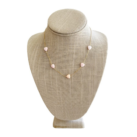 Miriam Necklace, Pink Coral Heart
