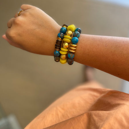 Sheldon Bracelet, Faceted Blue Calsilica