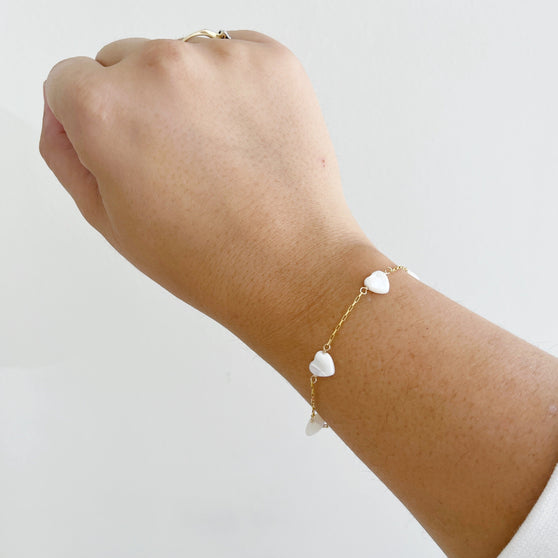 Midge Bracelet, White Heart
