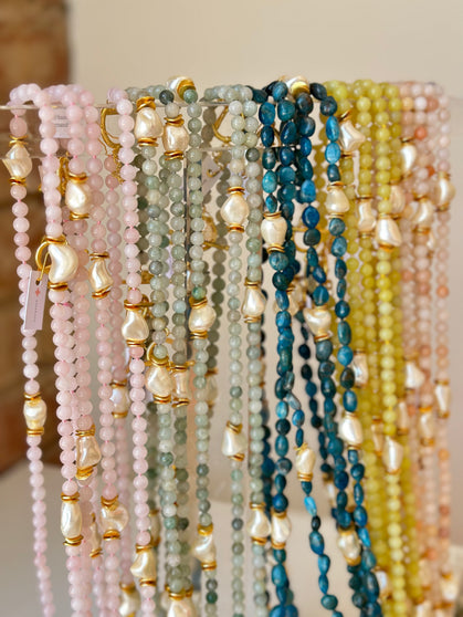 Cecilia Necklace, Pink Aventurine