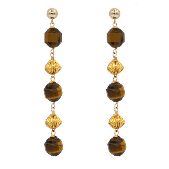 Alice Earring, Triple, Tiger Eye