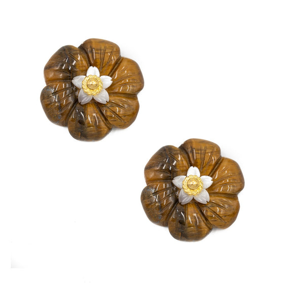Azalea Earring, Tiger Eye, Large