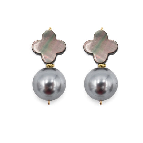 Kacey Earring, Gray Pearl