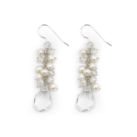 Newton Earring, Moonstone and Pearl, Silver
