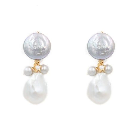 Georgia Earring, Gray and White