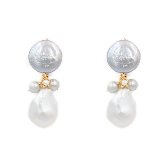 Georgia Earring, Gray and White