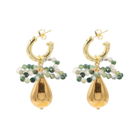Geraldine Earring, Moss Agate