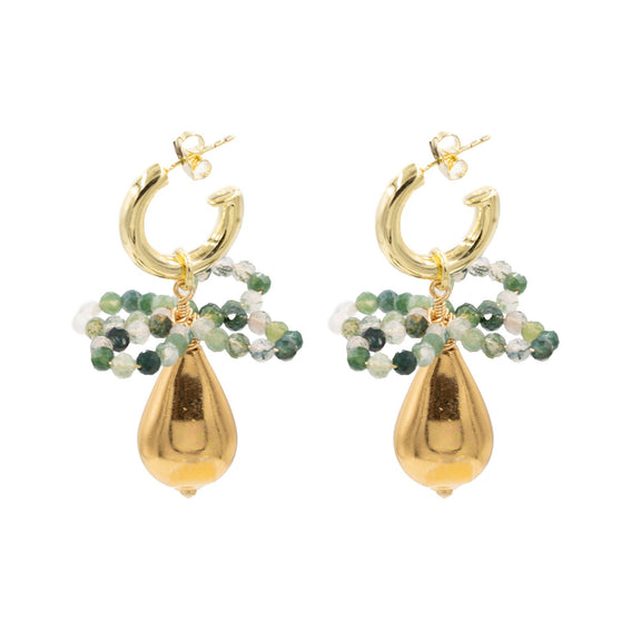 Geraldine Earring, Moss Agate