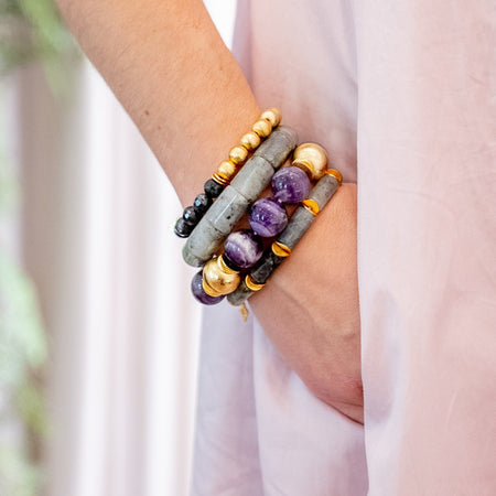 Lizzie Bracelet, Faceted Black Labradorite