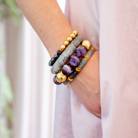 Lizzie Bracelet, Faceted Black Labradorite