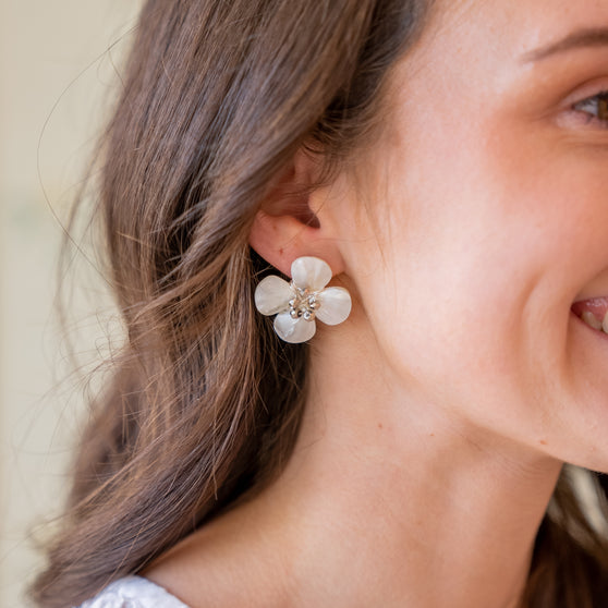 Poppy Earring, Silver Pyrite