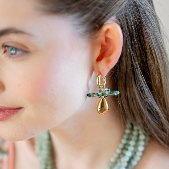 Geraldine Earring, Moss Agate