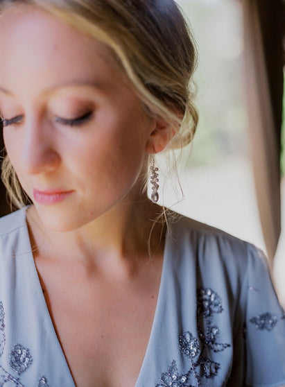 Newton Earring, Moonstone and Pearl, Silver