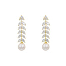 Liza Earring, Pearl, Extended, Gold