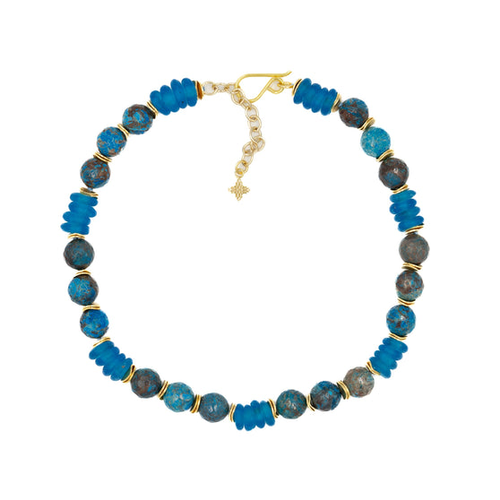 Marshall Necklace, Faceted Blue Calsilica