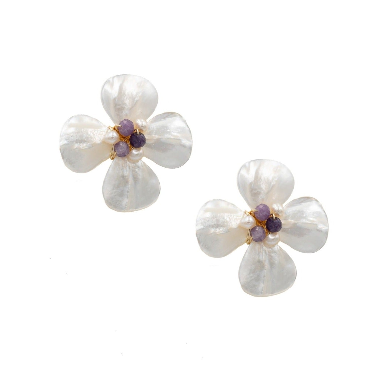 Poppy Earring, Lavender and Pearl